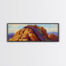 Rocky Mountain Peak, Colorful Cliffs, Nature Layers, Framed Canvas Print, Office Wall Art, Contemporary Landscape, Nature Inspired Art