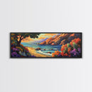 Tranquil Beach, Ocean Breeze, Sunset Cliffs, Canvas Print, Vibrant Seascape Wall Art, Coastal Living Room Decor, Boho Beach Art
