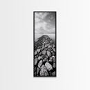 Rocky Jetty, Ocean Horizon, Black and White Seascape, Minimalist Nature, Canvas Print, Neutral Wall Decor, Office Wall Art, Hallway Decor
