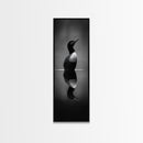 Reflected Loon, Lake Silence, Bird Mirror, Wildlife Art, Moody Black White Framed Canvas Print, Study Nature Wall Decor Minimalist Style