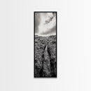 Lava Rock Path, Ocean Texture, Earth Flow, Framed Canvas Print, Coastal Bathroom Decor, Minimalist Natural Art, Moody Landscape Print