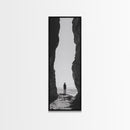 Lone Cowboy, Cliff View, Western Vibes, Silhouette Minimalist, Framed Canvas Print, Farmhouse Wall Art, Masculine Desert Decor