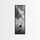 Seagull, Ocean Breeze, Beach Minimalism, Tranquil Shoreline, Seagull Photo Art, Coastal Framed Canvas Print, Bathroom Wall Decor