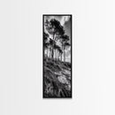 Windy Pines, Cliff Edge, Tree Silhouettes, Canvas Print, Moody Forest Photography, Rustic Cabin Wall Art, Autumn Living Room Decor