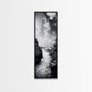 Waterfall Rocks, Mountain Mist, River Flow, Canvas Print, Black And White Landscape Art, Nature Bedroom Decor, Zen Retreat Wall Piece