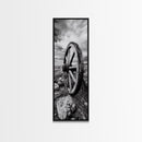 Prairie Wagon Wheel, Antique Rustic Wall Decor, Western Homestead Art, Barnhouse Style Print, Canvas Print, Fall Living Room Art