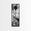 Coastal Palm Tree, Rustic Seaside Wall Art, Mediterranean Courtyard Print, Tropical Summer Decor, Framed Canvas Print, Kitchen Art