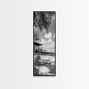 Coastal Bench, Ocean Peace, Nature Retreat, Minimal Landscape, Canvas Print, Zen Wall Art, Bedroom or Entryway Decor, Calm Beach Scene