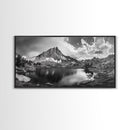 Alpine Lake, Rocky Mountain, Scenic Vista, Nature Reflection, Framed Canvas Print, Rustic Wall Art, Bedroom Wilderness Decor