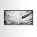 Water Splash Paddle, Adventure Photography, Kayaking Ocean Scene, Framed Canvas Print, Modern Bathroom or Coastal Wall Art