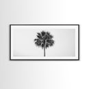 Minimal Palm Tree, Tropical Simplicity, Black and White Art, Framed Canvas Print, Modern Entryway or Minimalist Bathroom Wall Art