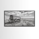 Prairie Wagon, Western Landscape, Old West Photography, Framed Canvas Print, Farmhouse Entryway or Rustic Fall Living Room Art