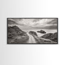 Coastal Cliff Path, Ocean View Trail, Windswept Grass Art, Seaside Wall Decor, Framed Canvas Print, Bedroom Art, Nature Lover Gift