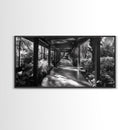 Serene Garden Pathway, Nature Tunnel Walk, Tropical Jungle Scene, Framed Canvas Print, Minimalist Art, Living Room Wall Decor
