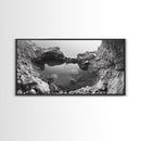 Arch Pool, Stone Lagoon, Natural Wonder, Organic Texture, Minimal Coastal Wall Decor, Canvas Print, Earth Tones Bathroom Art