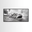 Dragon Head Sculpture, Beach Sand Art, Mythical Creature Decor, Fantasy Vibes, Framed Canvas Print, Game Room Wall Art, Office Wall Art