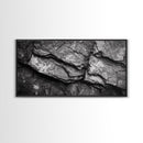 Stone Texture Closeup, Abstract Rock Pattern, Black and White Minimalist, Canvas Print, Modern Wall Art, Office Decor, Earthy Tones