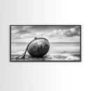 Weathered Buoy, Nautical Rope, Coastal Still Life, Beach Found Object, Framed Canvas Print, Beach House Art, Bathroom Wall Decor