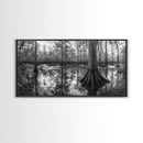 Swamp Trees, Cypress Water, Nature Reflections, Marsh Scene, Framed Canvas Print, rustic cabin decor, hallway wall art, forest wall print
