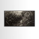Grassy Trail Path, Earthy Nature Print, Rustic Outdoor Landscape, Wilderness Home Decor, Autumn Hallway Art, Framed Canvas Print