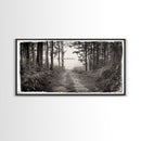 Forest Path, Island View, Vintage Border, Nature Trail, Canvas Print, Sepia Landscape Art, Entryway Wall Art, Woodland Photography Style