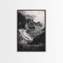 Ocean Cove, Cliffside Escape, Pacific Waters, Coastal Horizon, Canvas Print, Beach House Wall Art, Serene Nature Photography, Neutral Tones