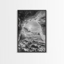 Ice Cave Opening, Winter Wonderland, Arctic Light, Framed Canvas Print, Bedroom Wall Art, Nordic Landscape, Minimalist Winter Art