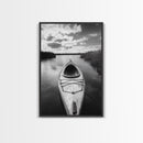 Kayak Lake View, Serene Water Landscape, Outdoor Adventure Art, Canvas Print, Cabin Wall Decor, Nature Lover Gift, Minimalist Water Art