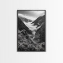 Foggy Mountain Valley, Nature Escape, Serene Wall Art, Framed Canvas Print, Adventure Photography, Cabin Autumn Decor
