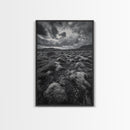 Moss Covered Lava, Iceland Landscape, Moody Nature Scene, Framed Canvas Print, Fall Rustic Decor, Earth Tone Wall Art