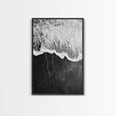 Wave Edge, Cracked Earth, Tide Meets Stone, Nature Contrast, Canvas Print, Abstract Ocean Art, Minimalist Wall Decor, Bathroom Artwork