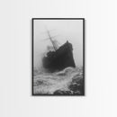 Haunted Ship, Foggy Sea, Maritime Ghost, Canvas Print, Nautical Wall Art, Pirate Ship Aesthetic, Halloween or Fall Home Decor
