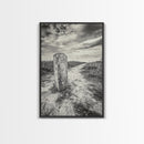 Hiking Marker, Trail Symbol, Windswept Grass, Framed Canvas Print, Outdoor Adventure Wall Art, Nature Lover Gift, Cabin Decor