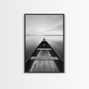 Canoe, Lake, Calm, Horizon - Minimalist lake paddle scene, Framed Canvas Print, peaceful home office art, Scandinavian decor, wilderness print