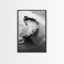 Driftwood Shore, Tidal Beauty, Washed Wood, Canvas Print, Coastal Beach Wall Art, Minimalist Bathroom Decor, Black and White Ocean Scene