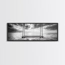 Ocean Swing View, Serene Seascape Art, Minimalist Beach Wall Decor, Framed Canvas Print, Bedroom Art, Calm Coastal Photography