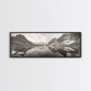 Alpine Reflection, Snowy Peaks, Tranquil Water, Framed Canvas Print, Nature Photography, Minimalist Wall Art, Bedroom or Office Decor
