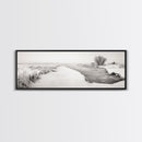 Winter River, Frosty Fields, Minimalist Landscape, Canvas Print, Modern neutral art, Rustic home decor, Entryway wall art, Scandinavian vibe