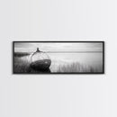 Coastal Buoy, Still Waters, Nautical Calm, Framed Canvas Print, Lakeside Bathroom Art, Maritime Style, Rustic Ocean Decor