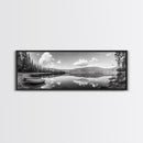 Canoe Lake, Still Water, Pine Forest, Outdoor Serenity, Canvas Print, Nature Wall Art, Rustic Cabin Decor, Peaceful Landscape, Neutral Tones