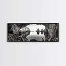 Sea Cave View, Ocean Reflections, Nature Escape, Framed Canvas Print, Beach House Wall Art, Zen Decor, Black and White Coastal Style