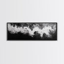 Ocean Wave, Aerial Surf, Coastal Abstract, Monochrome Motion, Framed Canvas Print, Modern Bathroom Art, Minimalist Art, Black and White Decor