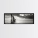 Sailboat, Ocean Horizon, Dramatic Sky, Framed Canvas Print, Nautical Wall Art, Minimalist Office Decor, Ocean Lover Photography