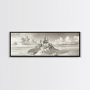 Fantasy Sand Castle, Seaside Kingdom, Dreamy Beach Scene, Magical Vibes, Framed Canvas Print, Kids Room Art, Whimsical Decor, Coastal Theme