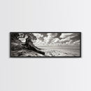 Coastal Tree Roots, Windswept Beach, Natural Form, Framed Canvas Print, Boho Wall Art, Entryway Decor, Beach House Aesthetic