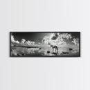 Beach Horse Reflection, Coastal Freedom, Wild Spirit Scene, Framed Canvas Print, Western Bathroom Art, Minimalist Beach House Decor