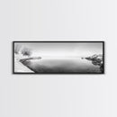 Winter Lake Reflection, Minimal Snow Scene, Bare Trees, Serene Water, Framed Canvas Print, Nordic Minimalist Art, Bedroom Wall Decor