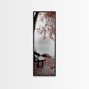 Autumn Leaves, Lakeside Bench, Quiet Moments, Foggy Morning, Framed Canvas Print, Cozy Fall Wall Art, Tranquil Living Room Decor