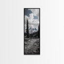Mountain Landscape, Trail Pathway, Cloudy Sky, Nature Photography, Canvas Print, Rustic Cabin Decor, Adventure Hiker Wall Art