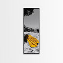 Yellow Towel, Secluded Beach, Summer Moment, Framed Canvas Print, Coastal Bathroom Art, Minimalist Beach Decor, Relaxation Wall Art